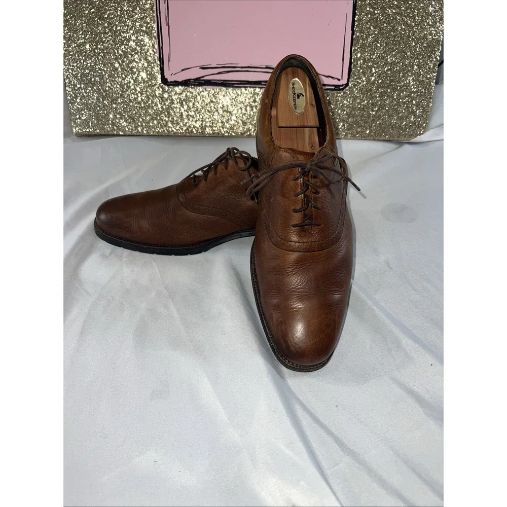 MEN'S NEIL M Caramel Leather Lace-up‎ rubber sole 12 Excellent Wedding Date